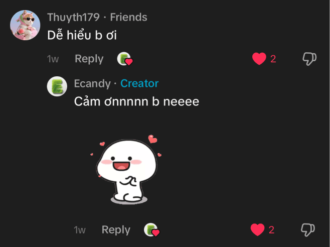 Bình luận của học sinh dùng Ecandy 6